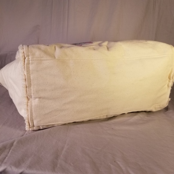 SOLD! NWOT Victoria's Secret Canvas Frayed Edge Tote - Picture 8 of 10